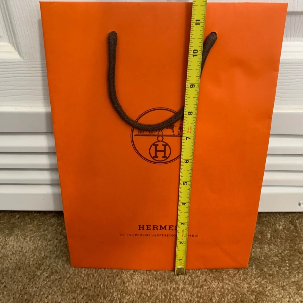 HERMES New Authentic Iconic Orange Paper Shopping Gift Bag